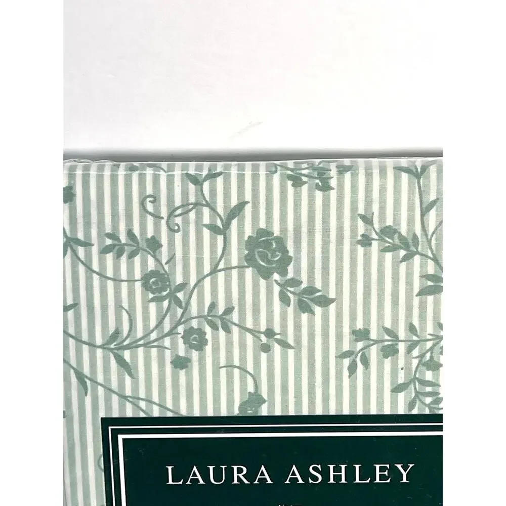 VTG Laura Ashley Cottage Rose Standard Pillowcase Set 2 Pink Green Stripe NIP